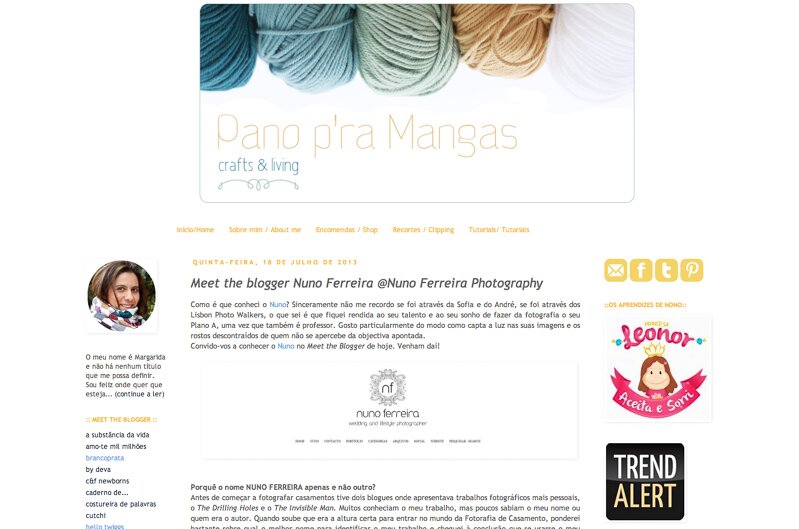 Entrevista no blog Pano pra Mangas ao fotógrafo de casamentos Nuno Ferreira